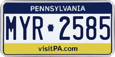 PA license plate MYR2585