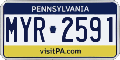 PA license plate MYR2591