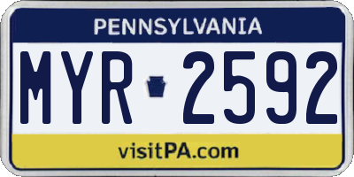 PA license plate MYR2592