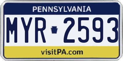 PA license plate MYR2593