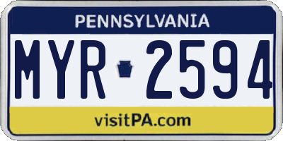 PA license plate MYR2594