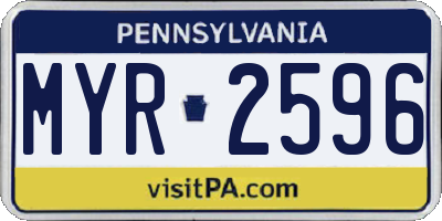 PA license plate MYR2596