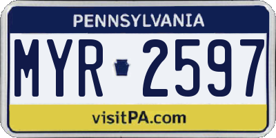 PA license plate MYR2597