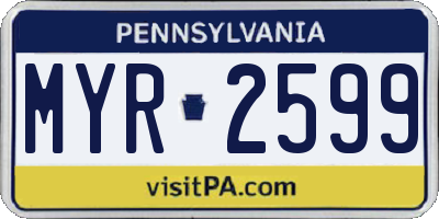 PA license plate MYR2599