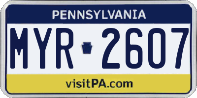 PA license plate MYR2607