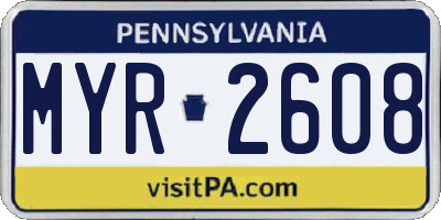 PA license plate MYR2608
