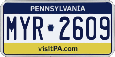 PA license plate MYR2609