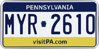 PA license plate MYR2610