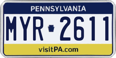 PA license plate MYR2611