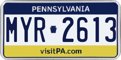PA license plate MYR2613