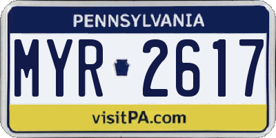 PA license plate MYR2617