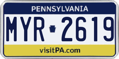PA license plate MYR2619