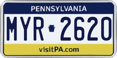 PA license plate MYR2620