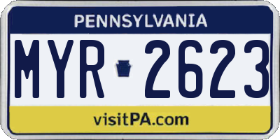 PA license plate MYR2623