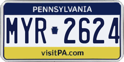 PA license plate MYR2624