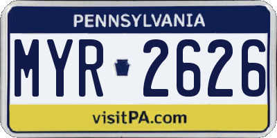 PA license plate MYR2626