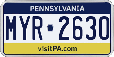 PA license plate MYR2630