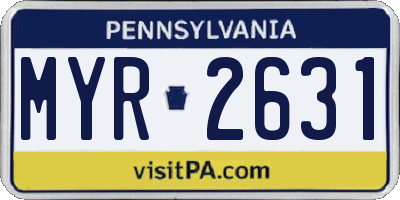 PA license plate MYR2631