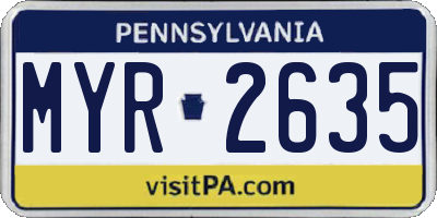 PA license plate MYR2635