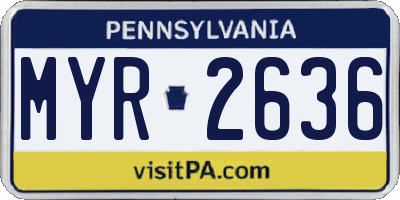 PA license plate MYR2636