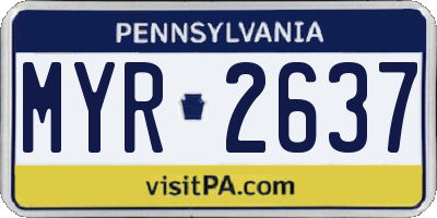 PA license plate MYR2637