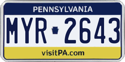 PA license plate MYR2643