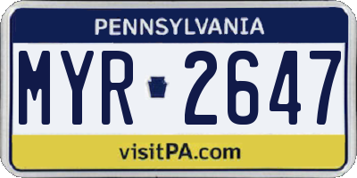 PA license plate MYR2647