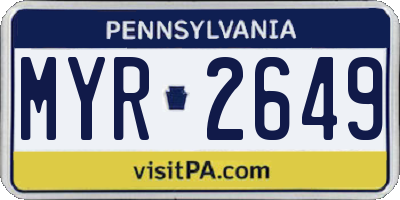 PA license plate MYR2649