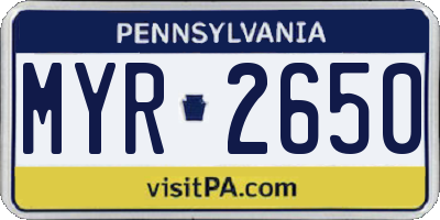 PA license plate MYR2650