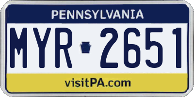 PA license plate MYR2651
