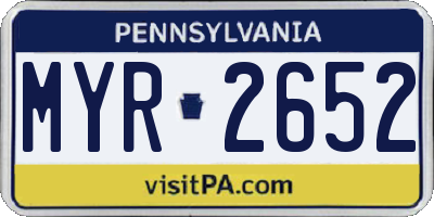 PA license plate MYR2652