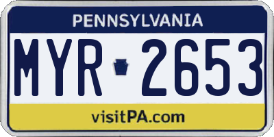 PA license plate MYR2653