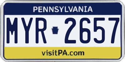 PA license plate MYR2657
