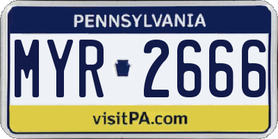 PA license plate MYR2666