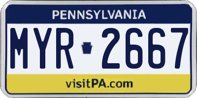 PA license plate MYR2667