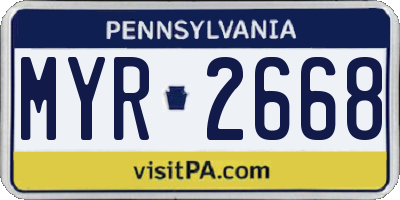 PA license plate MYR2668