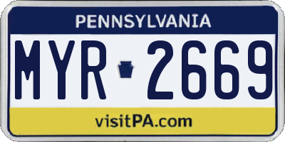 PA license plate MYR2669