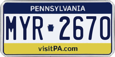 PA license plate MYR2670