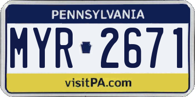 PA license plate MYR2671