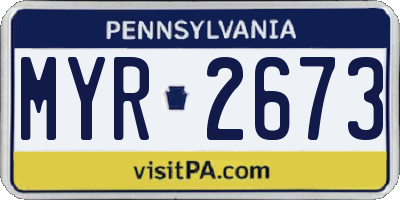 PA license plate MYR2673