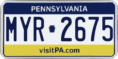 PA license plate MYR2675