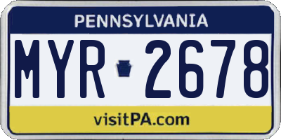 PA license plate MYR2678