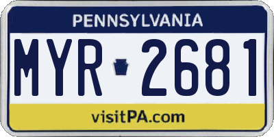PA license plate MYR2681
