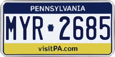 PA license plate MYR2685