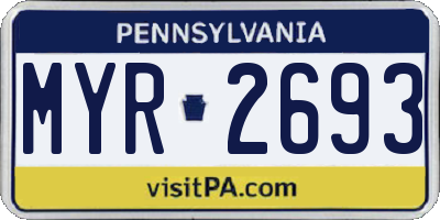 PA license plate MYR2693