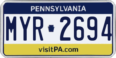 PA license plate MYR2694