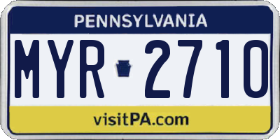 PA license plate MYR2710