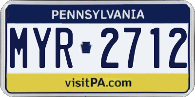 PA license plate MYR2712