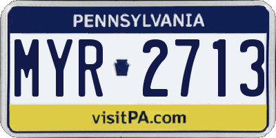 PA license plate MYR2713
