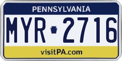 PA license plate MYR2716